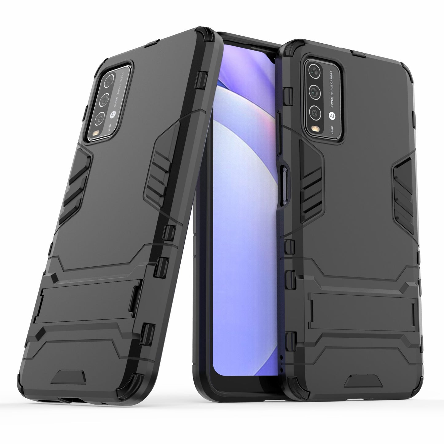 2-in-1 Plastic TPU Hybrid Kickstand Case Shell for Xiaomi Redmi Note 9 4G (Qualcomm Snapdragon 662)/9 Power/9T