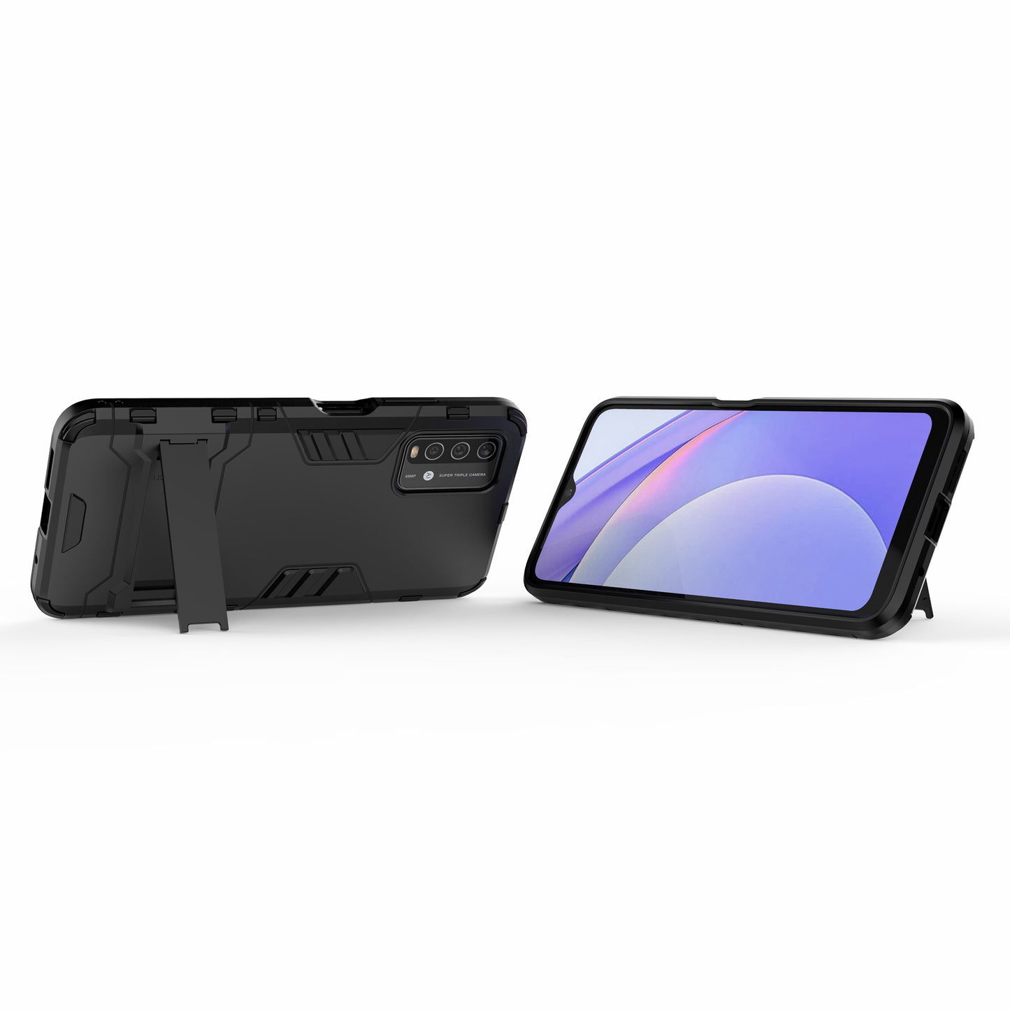 2-in-1 Plastic TPU Hybrid Kickstand Case Shell for Xiaomi Redmi Note 9 4G (Qualcomm Snapdragon 662)/9 Power/9T
