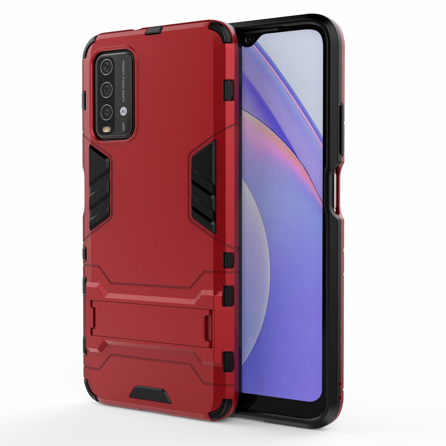 2-in-1 Plastic TPU Hybrid Kickstand Case Shell for Xiaomi Redmi Note 9 4G (Qualcomm Snapdragon 662)/9 Power/9T
