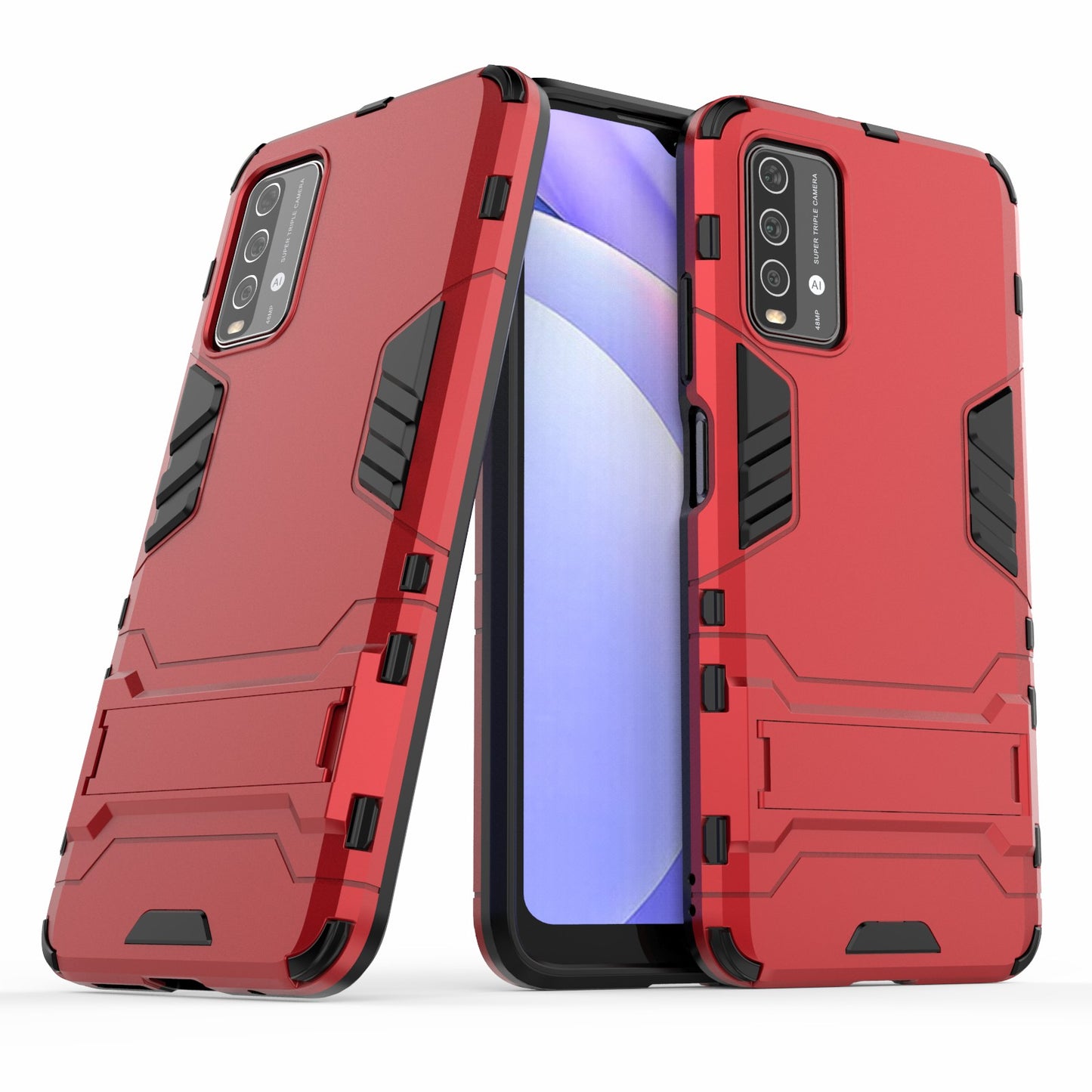 2-in-1 Plastic TPU Hybrid Kickstand Case Shell for Xiaomi Redmi Note 9 4G (Qualcomm Snapdragon 662)/9 Power/9T