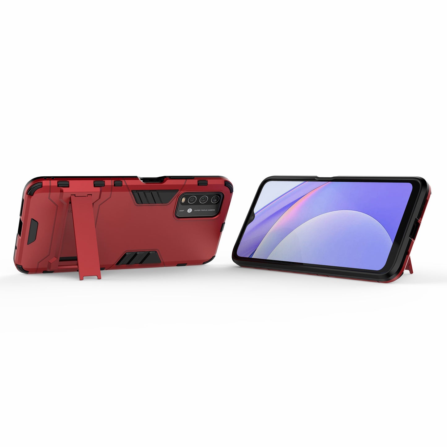 2-in-1 Plastic TPU Hybrid Kickstand Case Shell for Xiaomi Redmi Note 9 4G (Qualcomm Snapdragon 662)/9 Power/9T