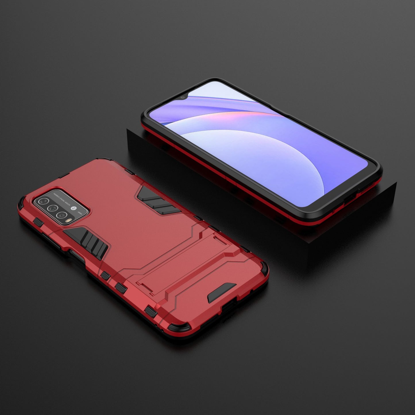 2-in-1 Plastic TPU Hybrid Kickstand Case Shell for Xiaomi Redmi Note 9 4G (Qualcomm Snapdragon 662)/9 Power/9T