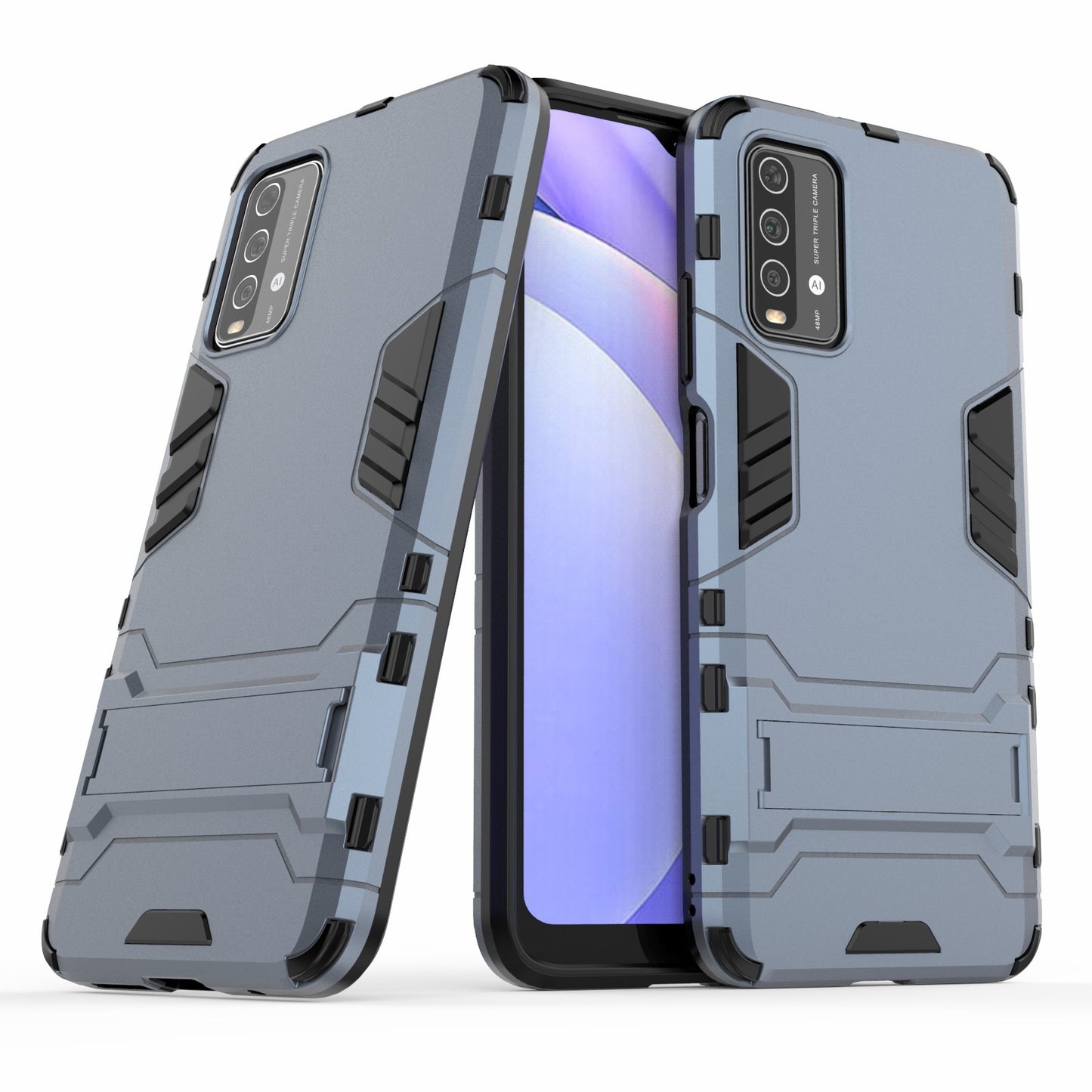 2-in-1 Plastic TPU Hybrid Kickstand Case Shell for Xiaomi Redmi Note 9 4G (Qualcomm Snapdragon 662)/9 Power/9T