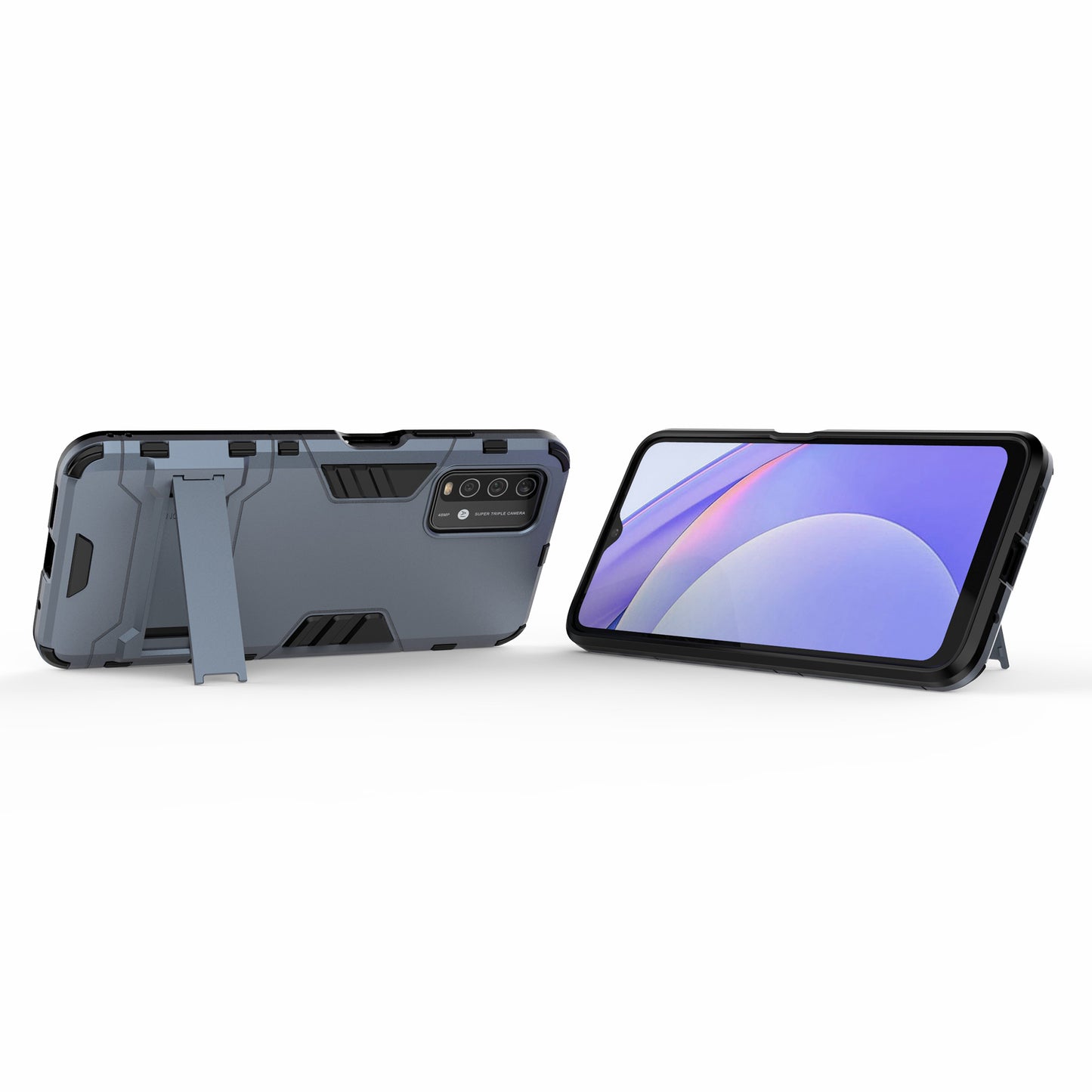 2-in-1 Plastic TPU Hybrid Kickstand Case Shell for Xiaomi Redmi Note 9 4G (Qualcomm Snapdragon 662)/9 Power/9T