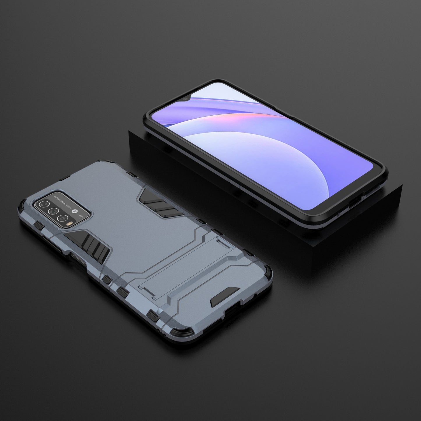 2-in-1 Plastic TPU Hybrid Kickstand Case Shell for Xiaomi Redmi Note 9 4G (Qualcomm Snapdragon 662)/9 Power/9T