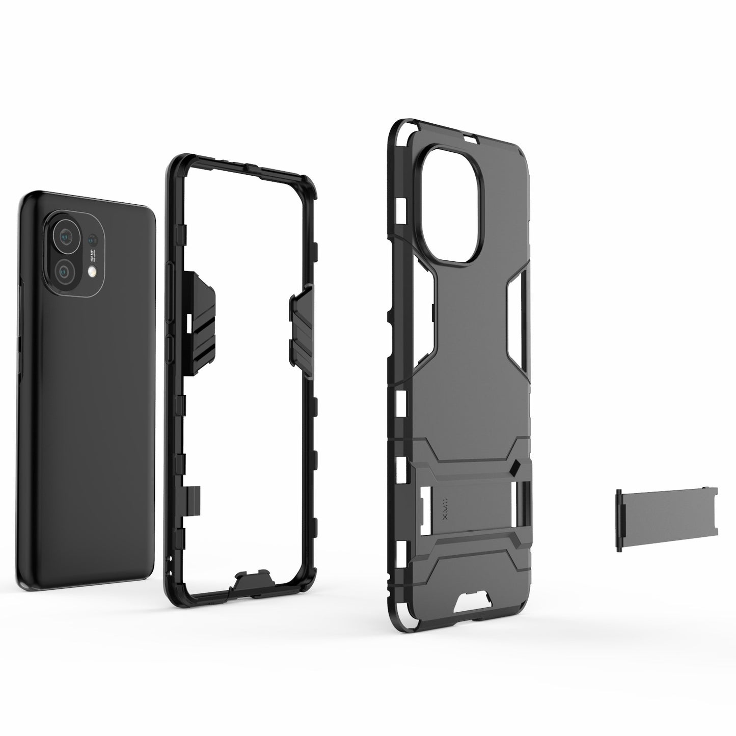 2-in-1 Plastic + TPU Combination Kickstand Hybrid Case Shell for Xiaomi Mi 11