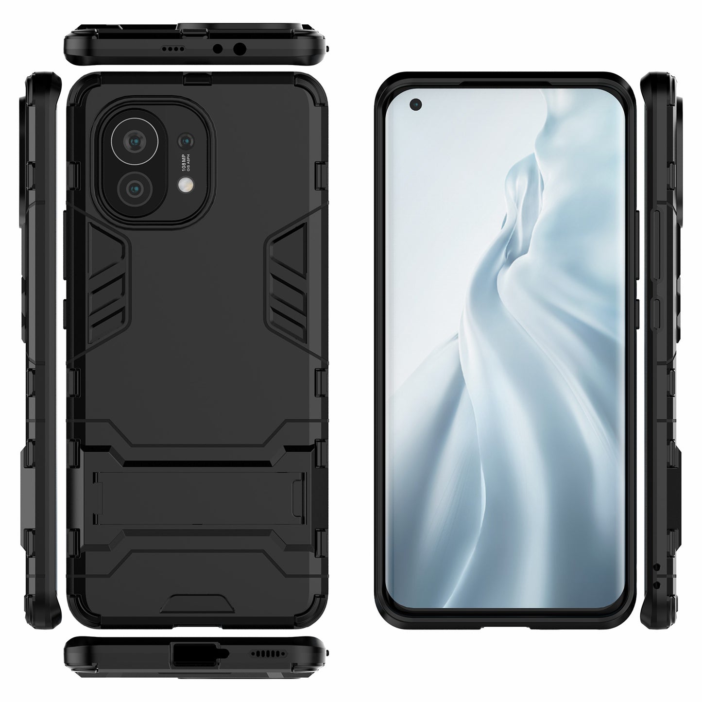 2-in-1 Plastic + TPU Combination Kickstand Hybrid Case Shell for Xiaomi Mi 11