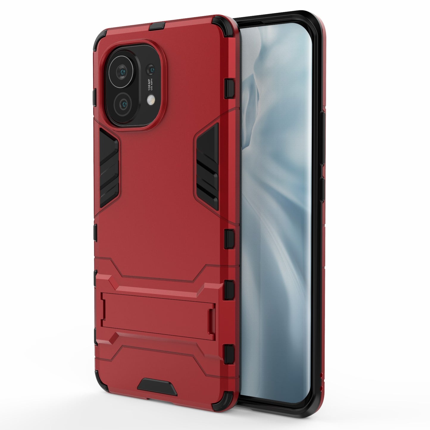 2-in-1 Plastic + TPU Combination Kickstand Hybrid Case Shell for Xiaomi Mi 11