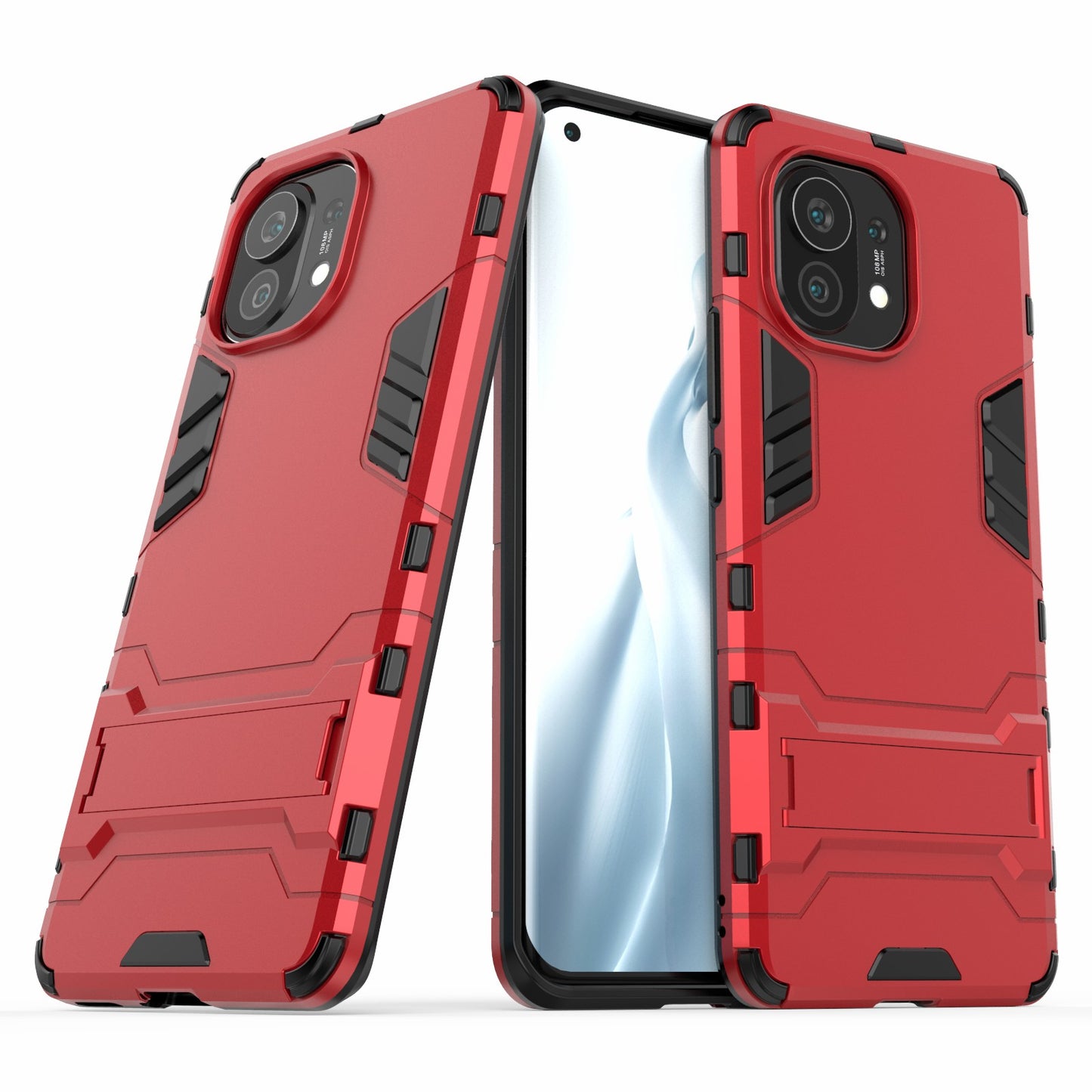 2-in-1 Plastic + TPU Combination Kickstand Hybrid Case Shell for Xiaomi Mi 11