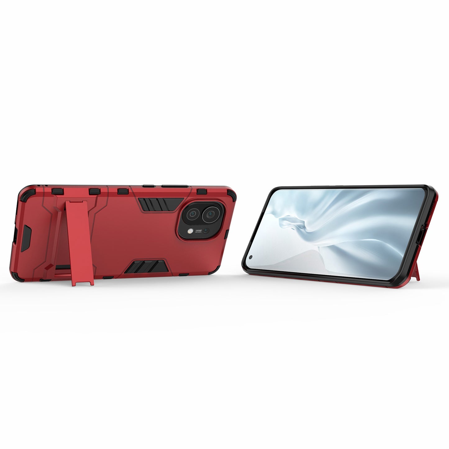 2-in-1 Plastic + TPU Combination Kickstand Hybrid Case Shell for Xiaomi Mi 11