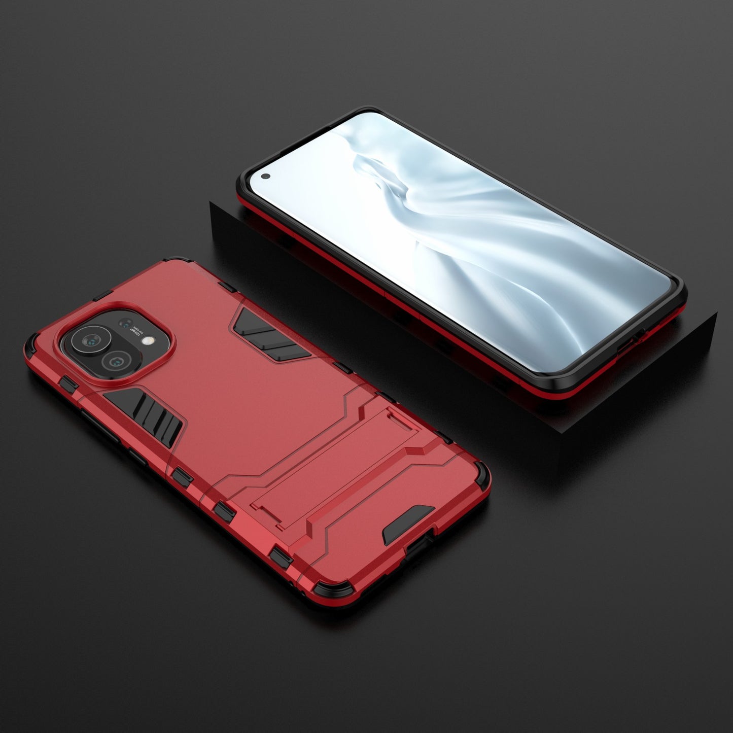 2-in-1 Plastic + TPU Combination Kickstand Hybrid Case Shell for Xiaomi Mi 11