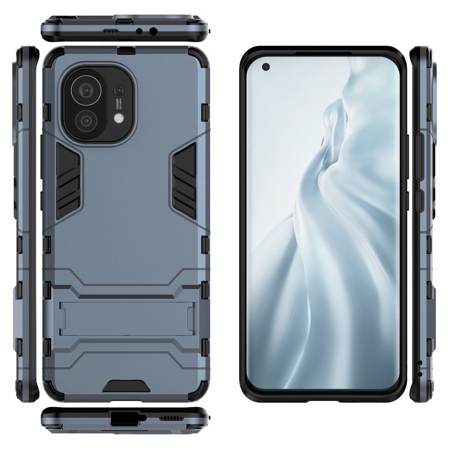 2-in-1 Plastic + TPU Combination Kickstand Hybrid Case Shell for Xiaomi Mi 11