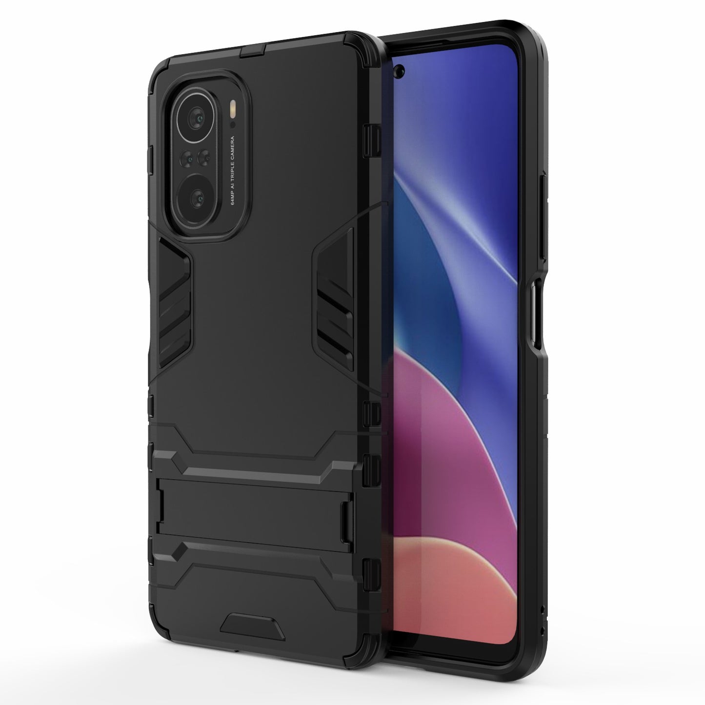 2 in 1 Kickstand Plastic + TPU Hybrid Phone Back Cover Case for Xiaomi Redmi K40/Redmi K40 Pro/Poco F3/Mi 11i