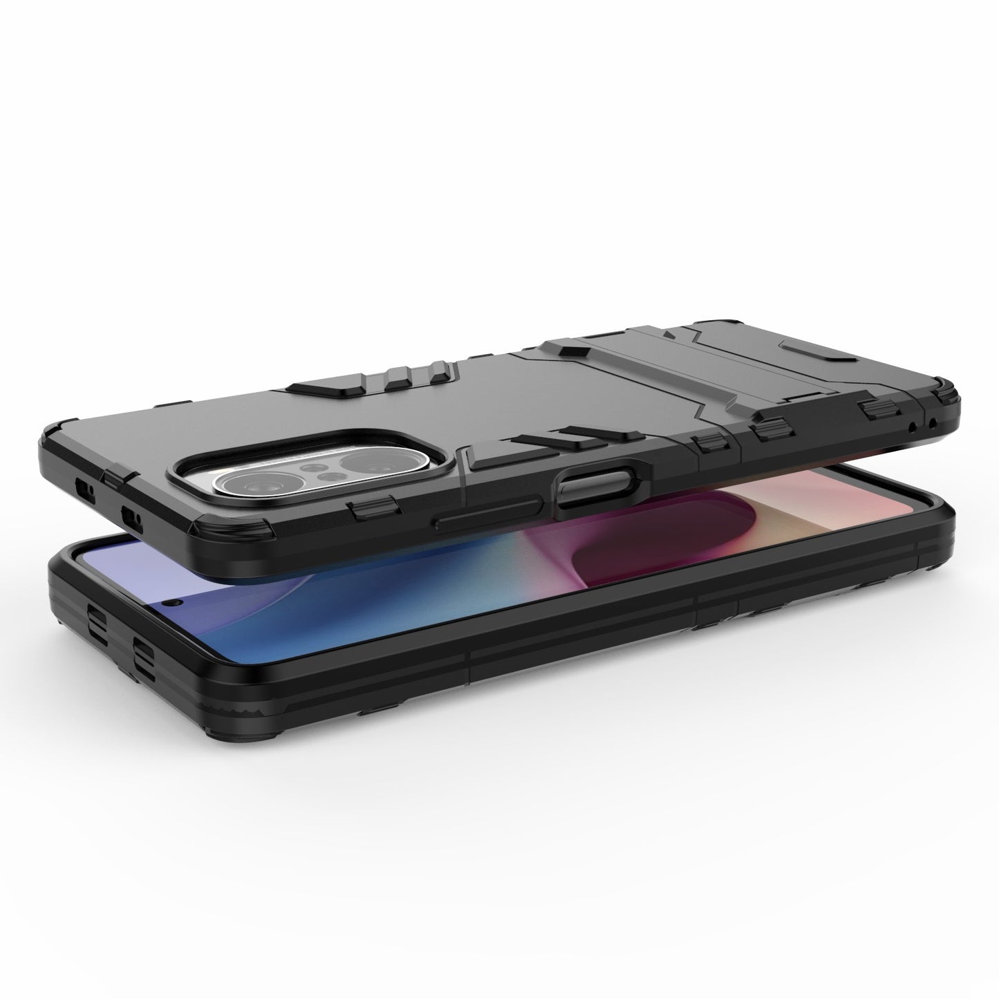 2 in 1 Kickstand Plastic + TPU Hybrid Phone Back Cover Case for Xiaomi Redmi K40/Redmi K40 Pro/Poco F3/Mi 11i
