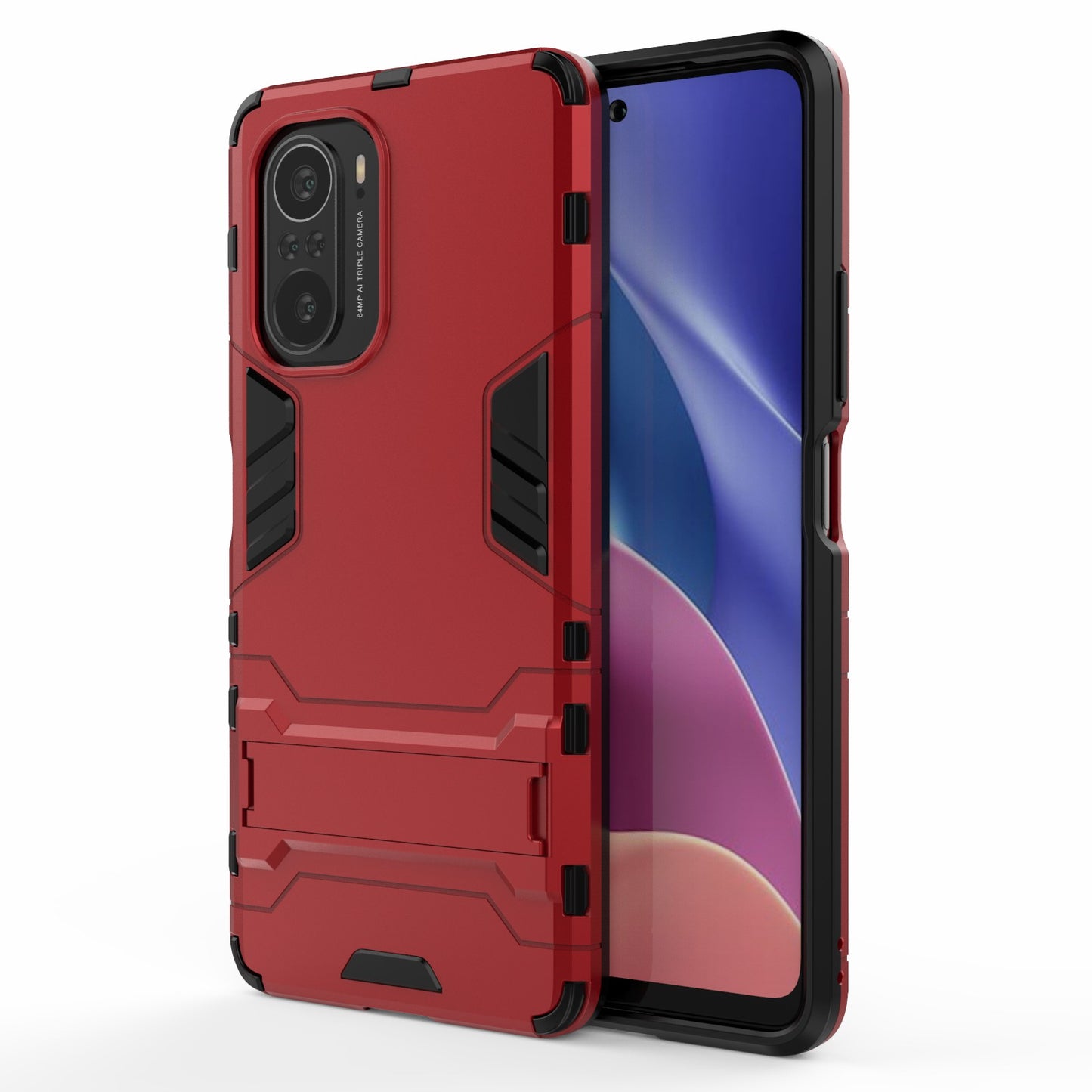 2 in 1 Kickstand Plastic + TPU Hybrid Phone Back Cover Case for Xiaomi Redmi K40/Redmi K40 Pro/Poco F3/Mi 11i