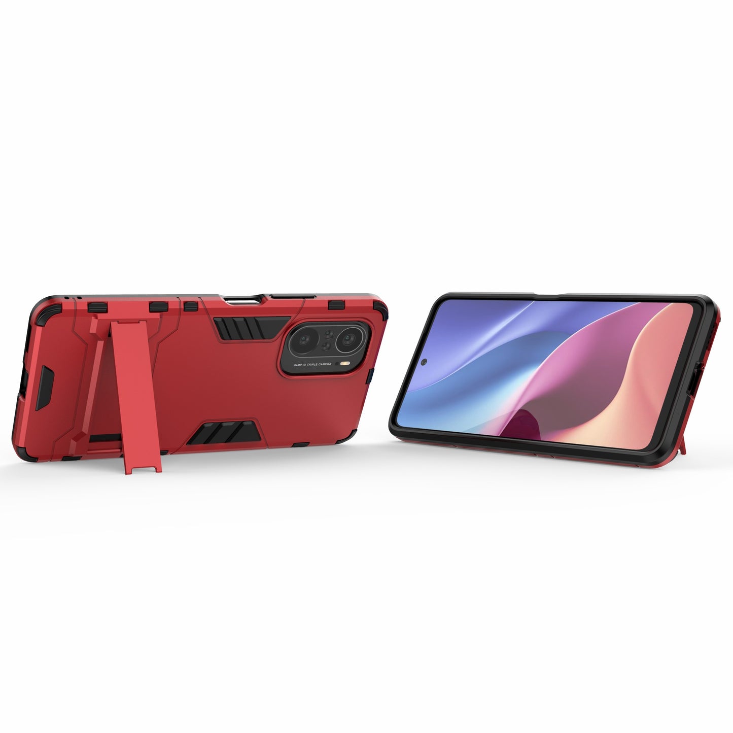 2 in 1 Kickstand Plastic + TPU Hybrid Phone Back Cover Case for Xiaomi Redmi K40/Redmi K40 Pro/Poco F3/Mi 11i