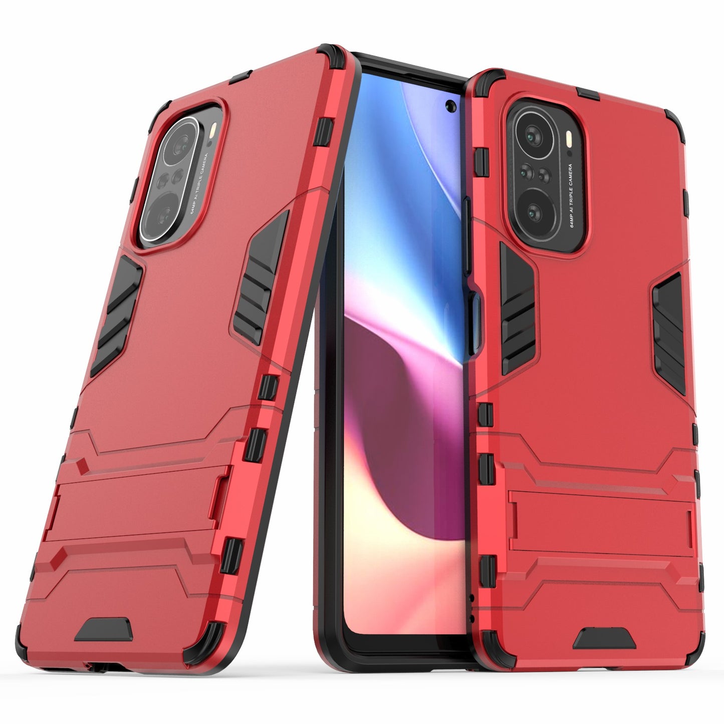 2 in 1 Kickstand Plastic + TPU Hybrid Phone Back Cover Case for Xiaomi Redmi K40/Redmi K40 Pro/Poco F3/Mi 11i