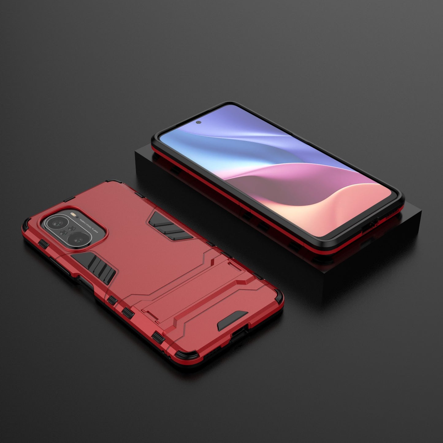 2 in 1 Kickstand Plastic + TPU Hybrid Phone Back Cover Case for Xiaomi Redmi K40/Redmi K40 Pro/Poco F3/Mi 11i