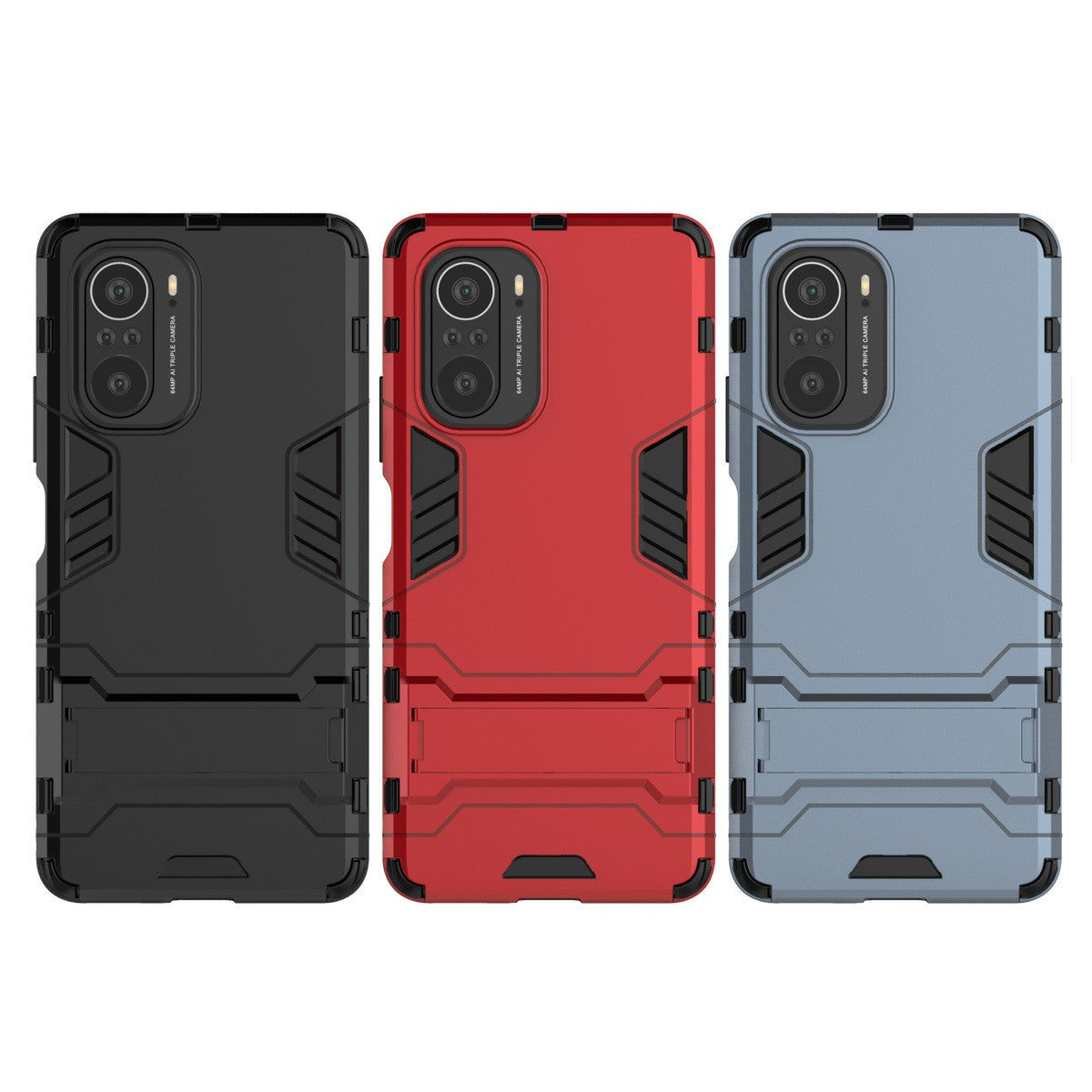 2 in 1 Kickstand Plastic + TPU Hybrid Phone Back Cover Case for Xiaomi Redmi K40/Redmi K40 Pro/Poco F3/Mi 11i