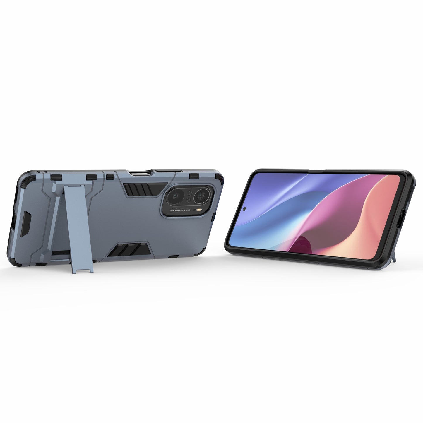 2 in 1 Kickstand Plastic + TPU Hybrid Phone Back Cover Case for Xiaomi Redmi K40/Redmi K40 Pro/Poco F3/Mi 11i
