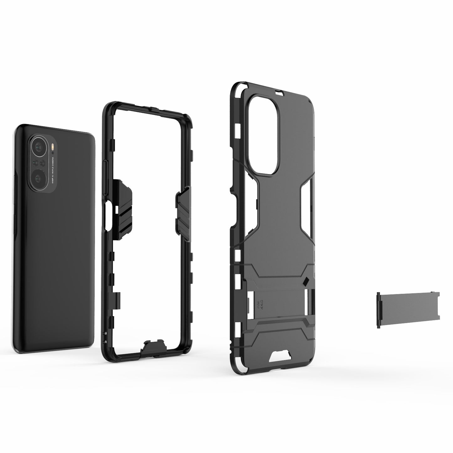2 in 1 Kickstand Plastic + TPU Hybrid Phone Back Cover Case for Xiaomi Redmi K40/Redmi K40 Pro/Poco F3/Mi 11i
