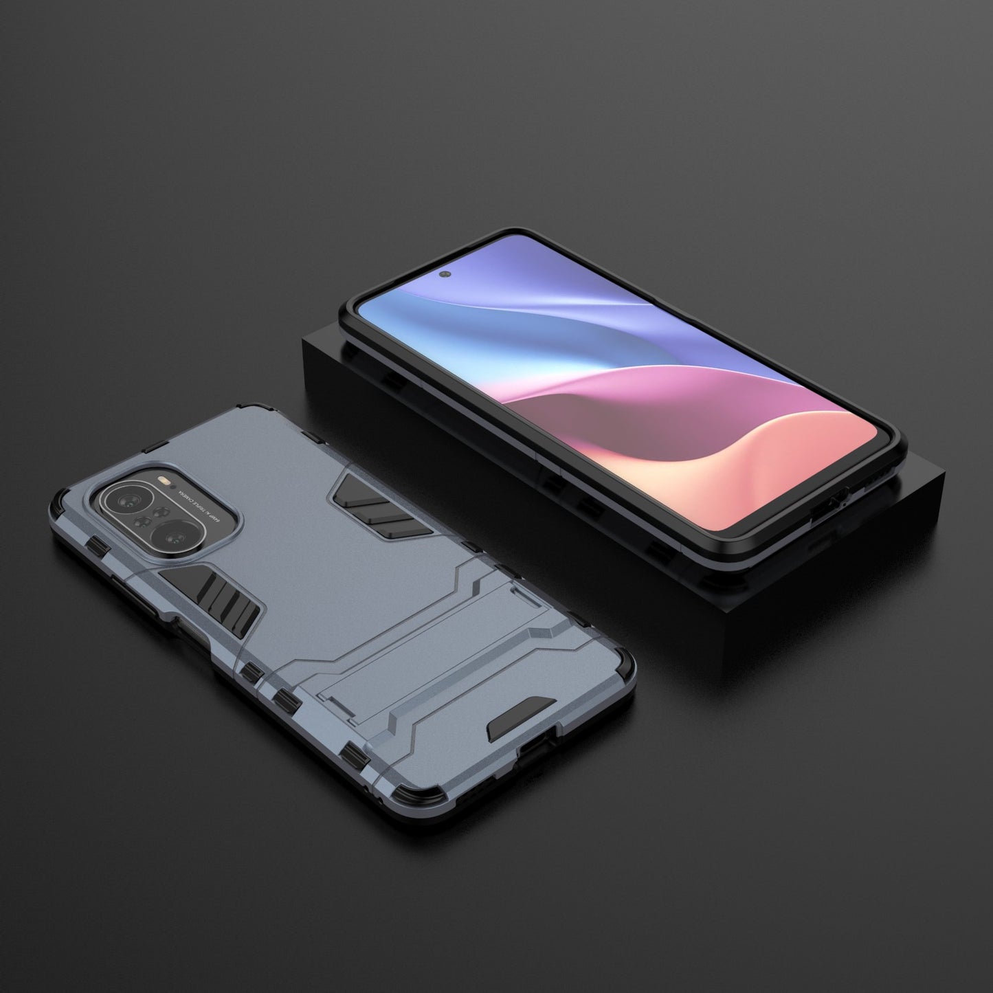 2 in 1 Kickstand Plastic + TPU Hybrid Phone Back Cover Case for Xiaomi Redmi K40/Redmi K40 Pro/Poco F3/Mi 11i