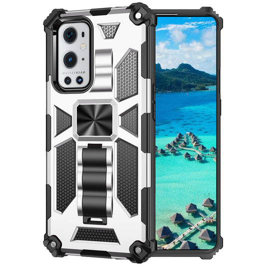 Armor Shockproof Kickstand PC TPU Phone Case with Magnetic Metal Sheet for OnePlus 9 Pro