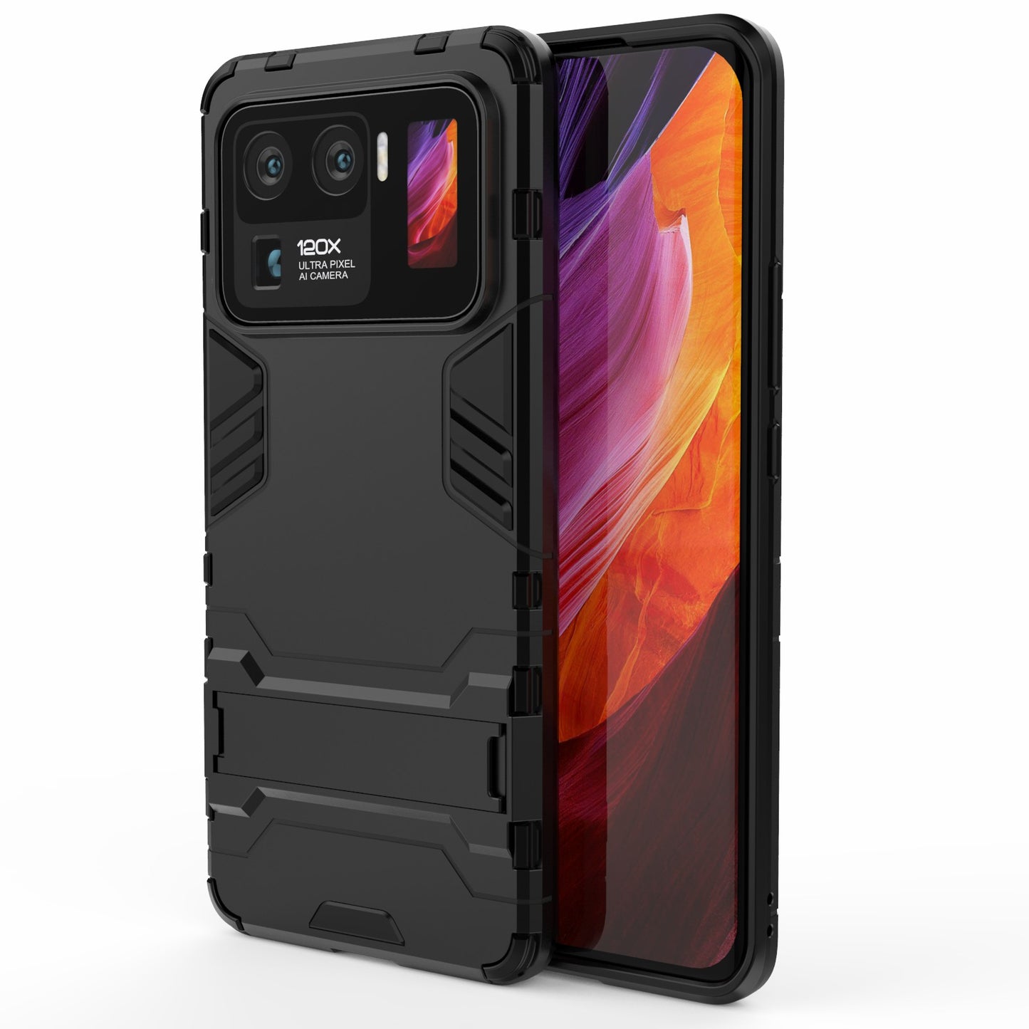 2 in 1 Hybrid Phone Protector Full Protection Cover Case with Kickstand Design for Xiaomi Mi 11 Ultra