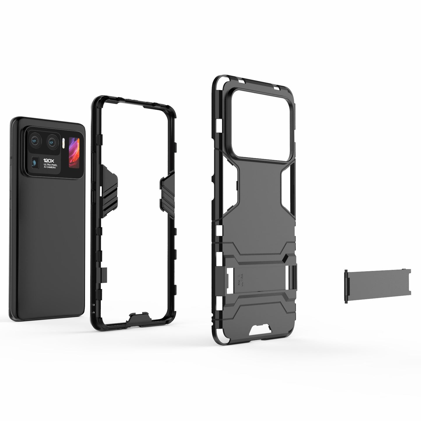 2 in 1 Hybrid Phone Protector Full Protection Cover Case with Kickstand Design for Xiaomi Mi 11 Ultra