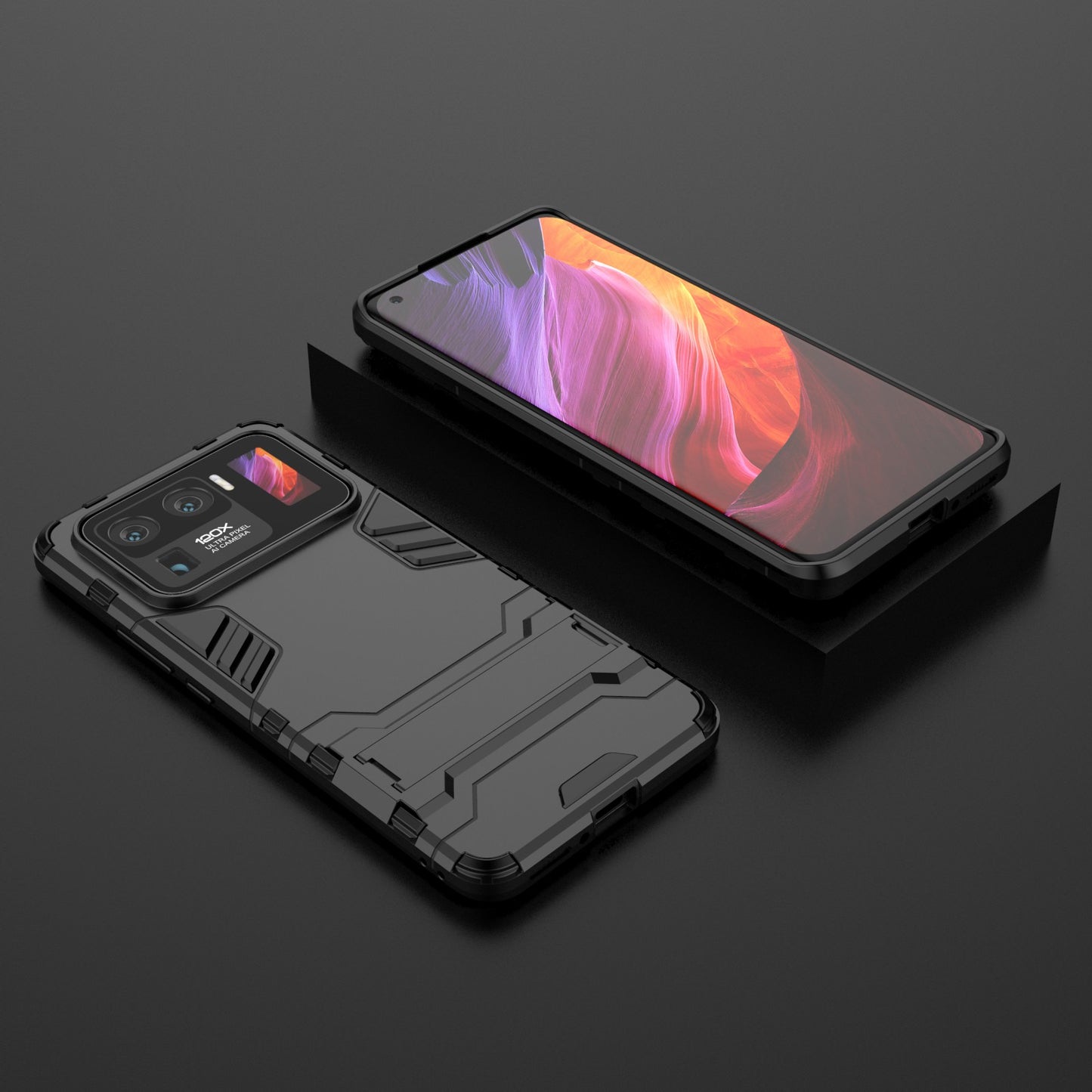 2 in 1 Hybrid Phone Protector Full Protection Cover Case with Kickstand Design for Xiaomi Mi 11 Ultra