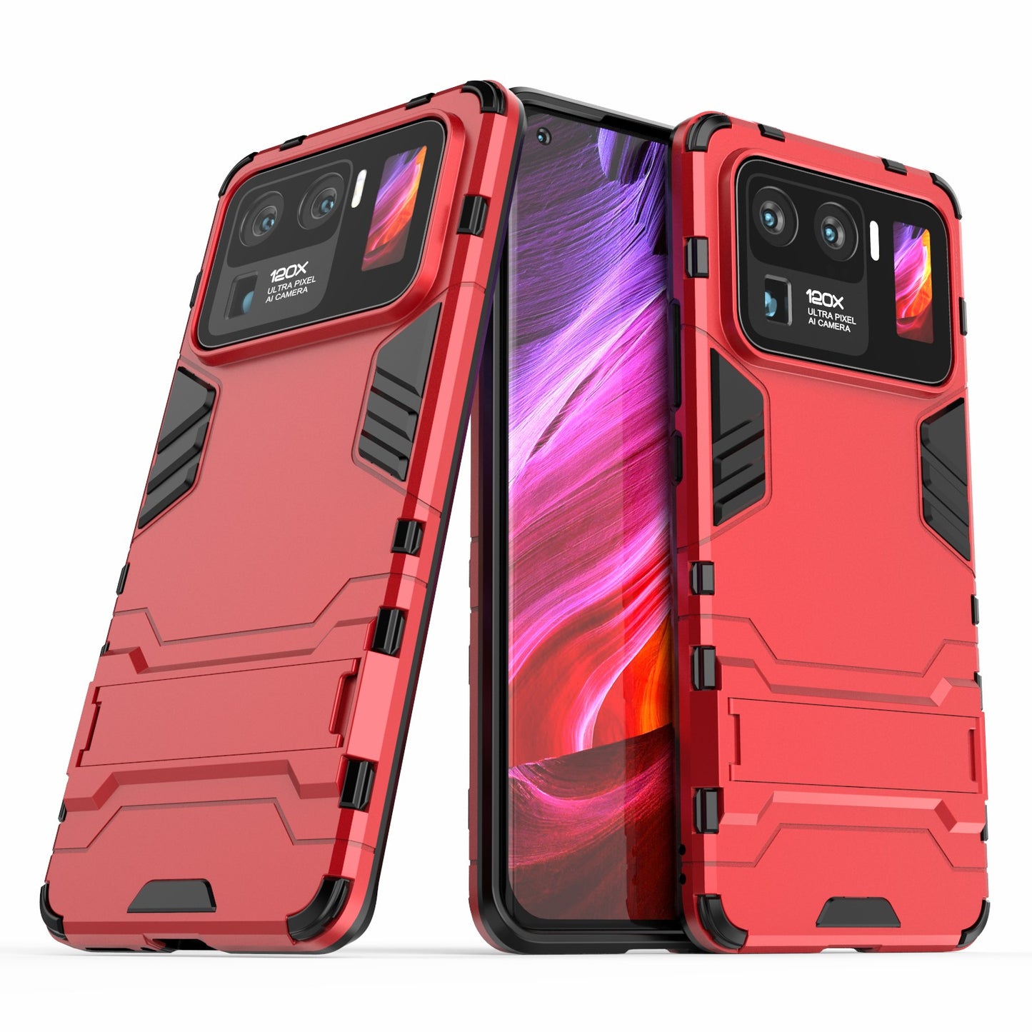 2 in 1 Hybrid Phone Protector Full Protection Cover Case with Kickstand Design for Xiaomi Mi 11 Ultra