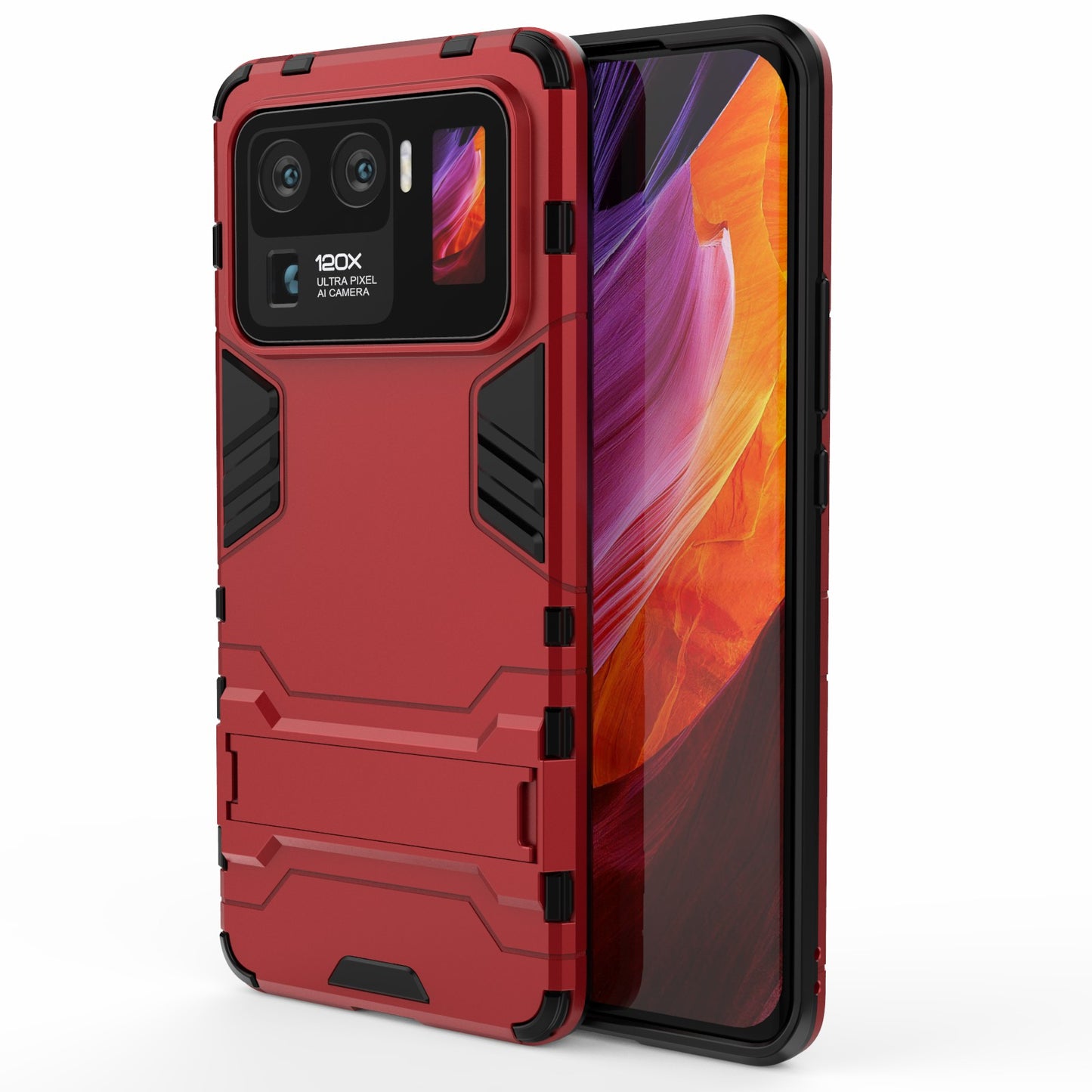 2 in 1 Hybrid Phone Protector Full Protection Cover Case with Kickstand Design for Xiaomi Mi 11 Ultra
