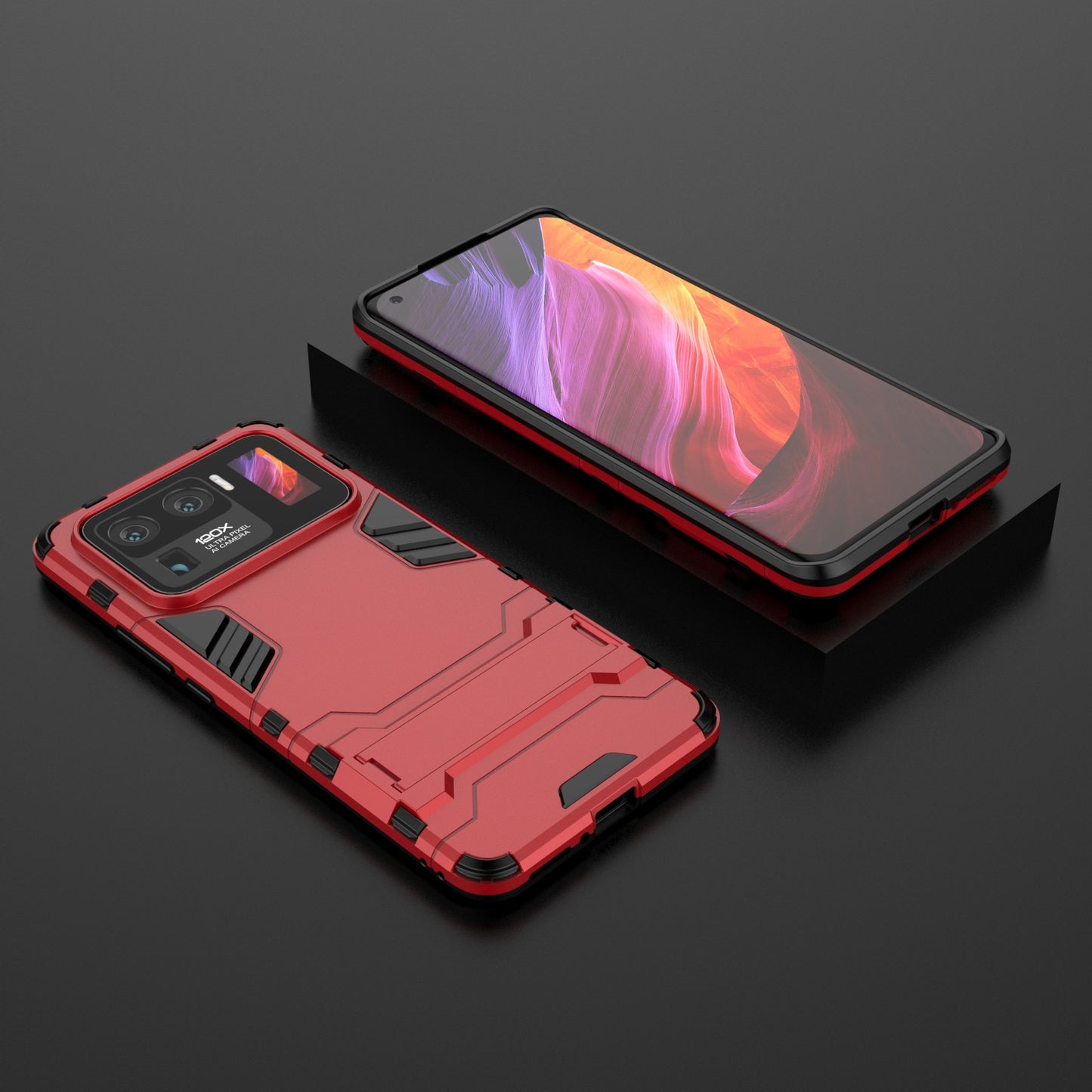 2 in 1 Hybrid Phone Protector Full Protection Cover Case with Kickstand Design for Xiaomi Mi 11 Ultra