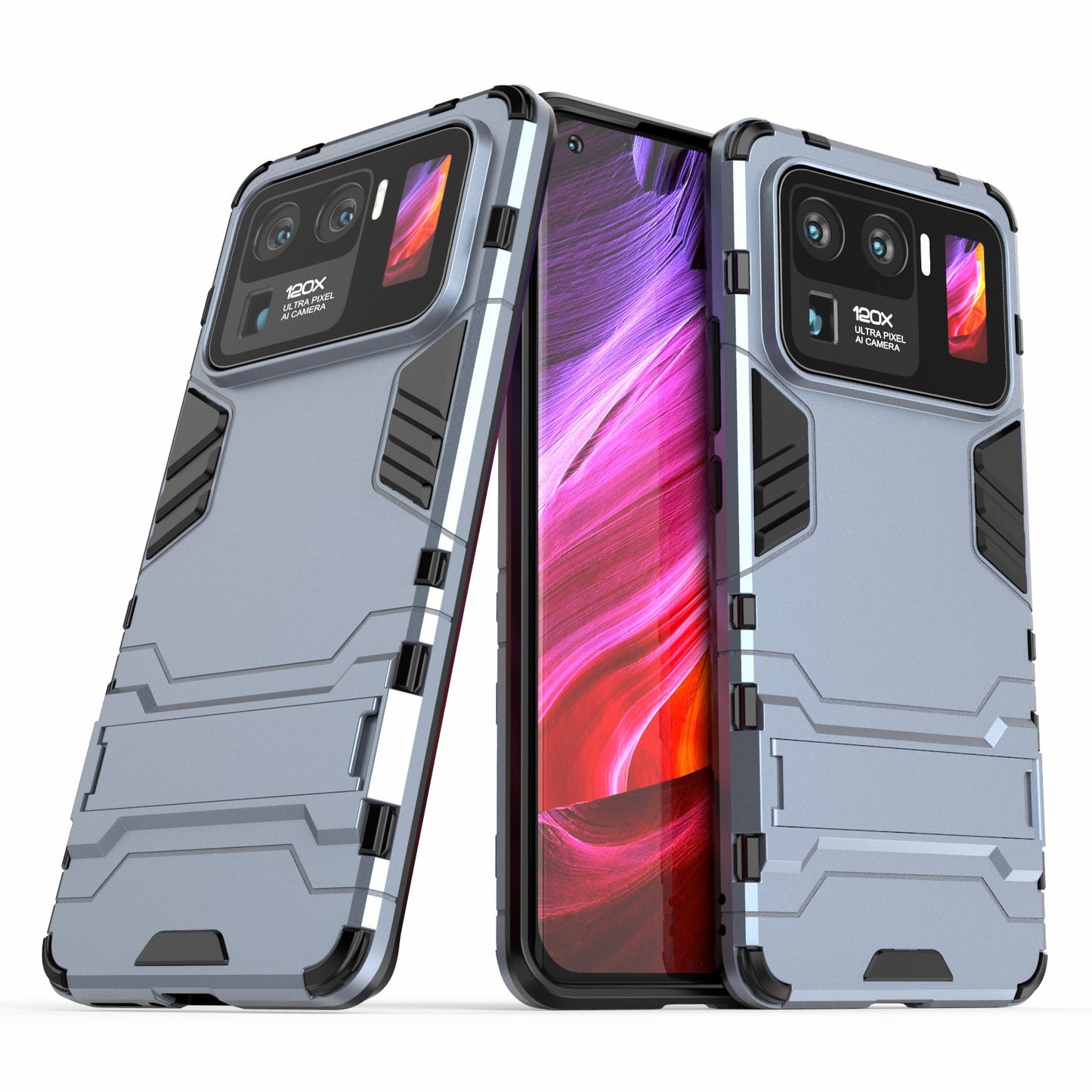 2 in 1 Hybrid Phone Protector Full Protection Cover Case with Kickstand Design for Xiaomi Mi 11 Ultra