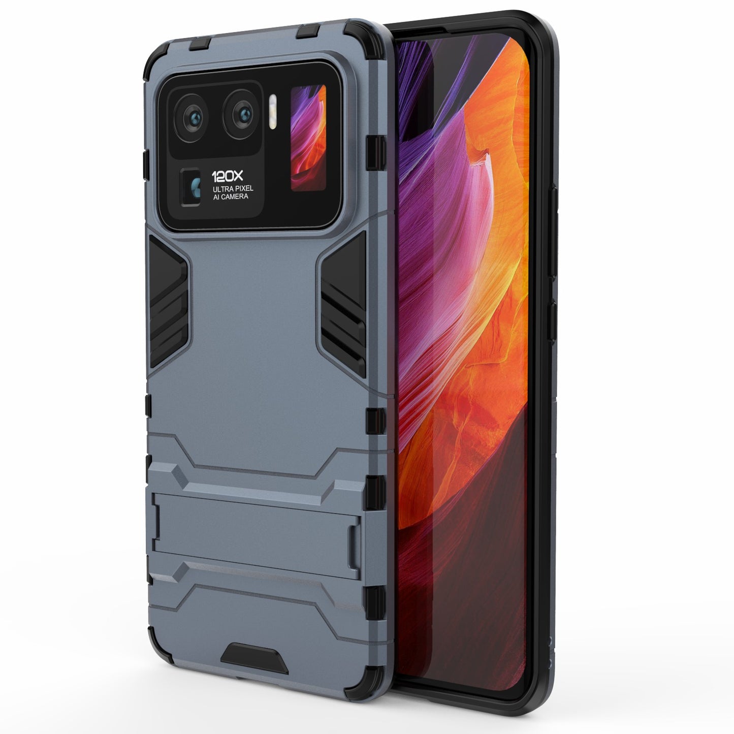 2 in 1 Hybrid Phone Protector Full Protection Cover Case with Kickstand Design for Xiaomi Mi 11 Ultra