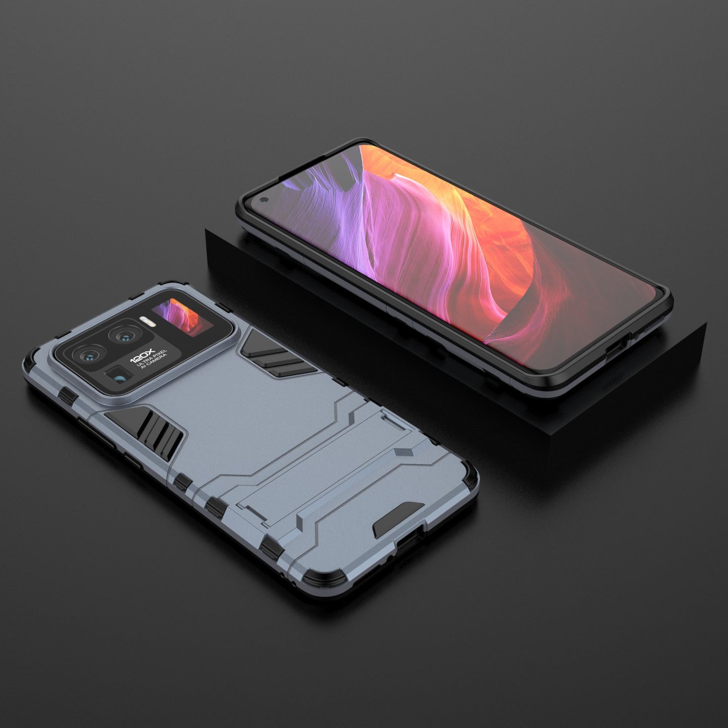 2 in 1 Hybrid Phone Protector Full Protection Cover Case with Kickstand Design for Xiaomi Mi 11 Ultra