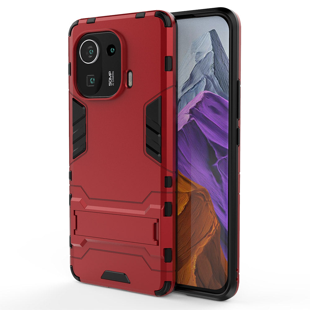 2 in 1 Hybrid Phone Protector Kickstand Design Full Protection Cover Case for Xiaomi Mi 11 Pro