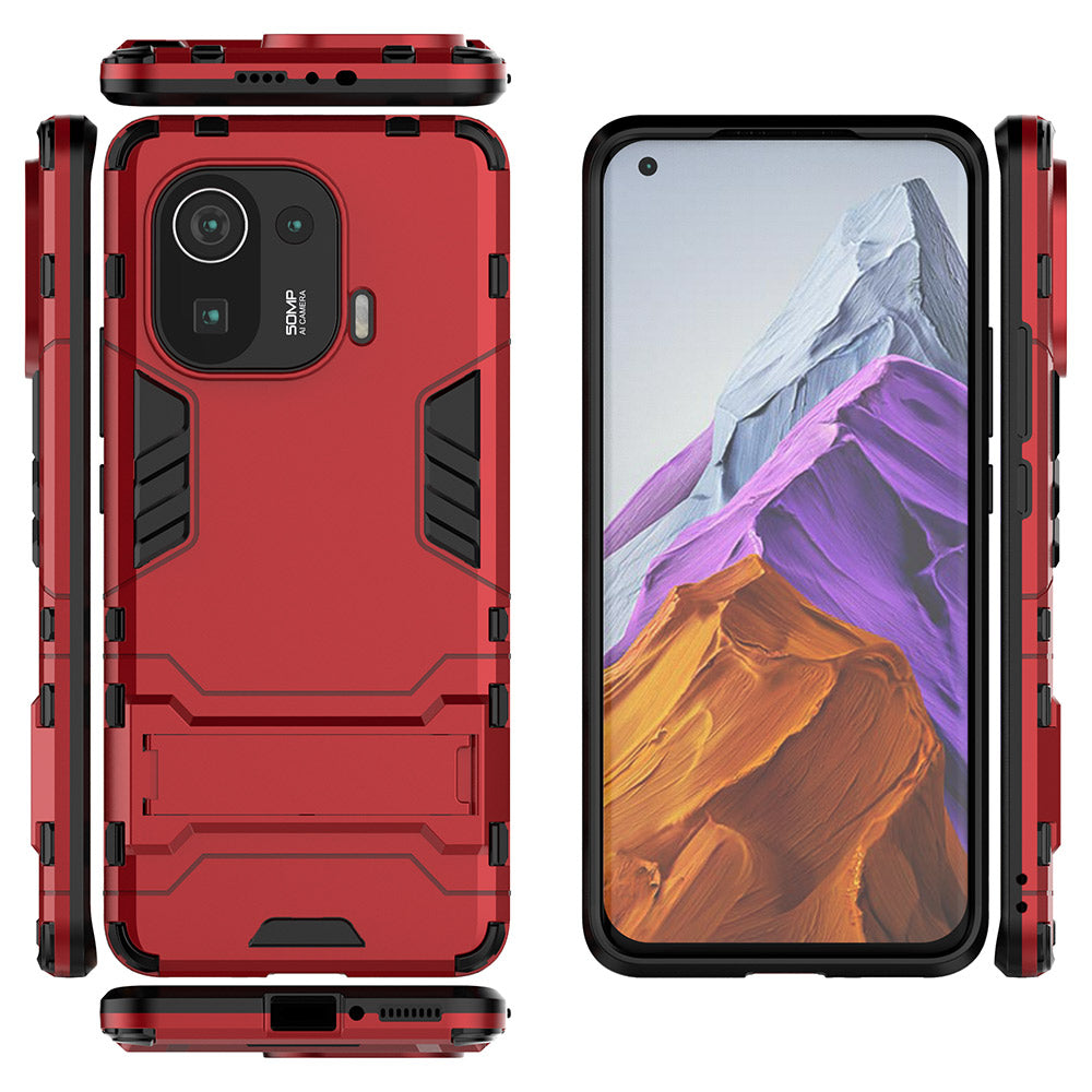 2 in 1 Hybrid Phone Protector Kickstand Design Full Protection Cover Case for Xiaomi Mi 11 Pro