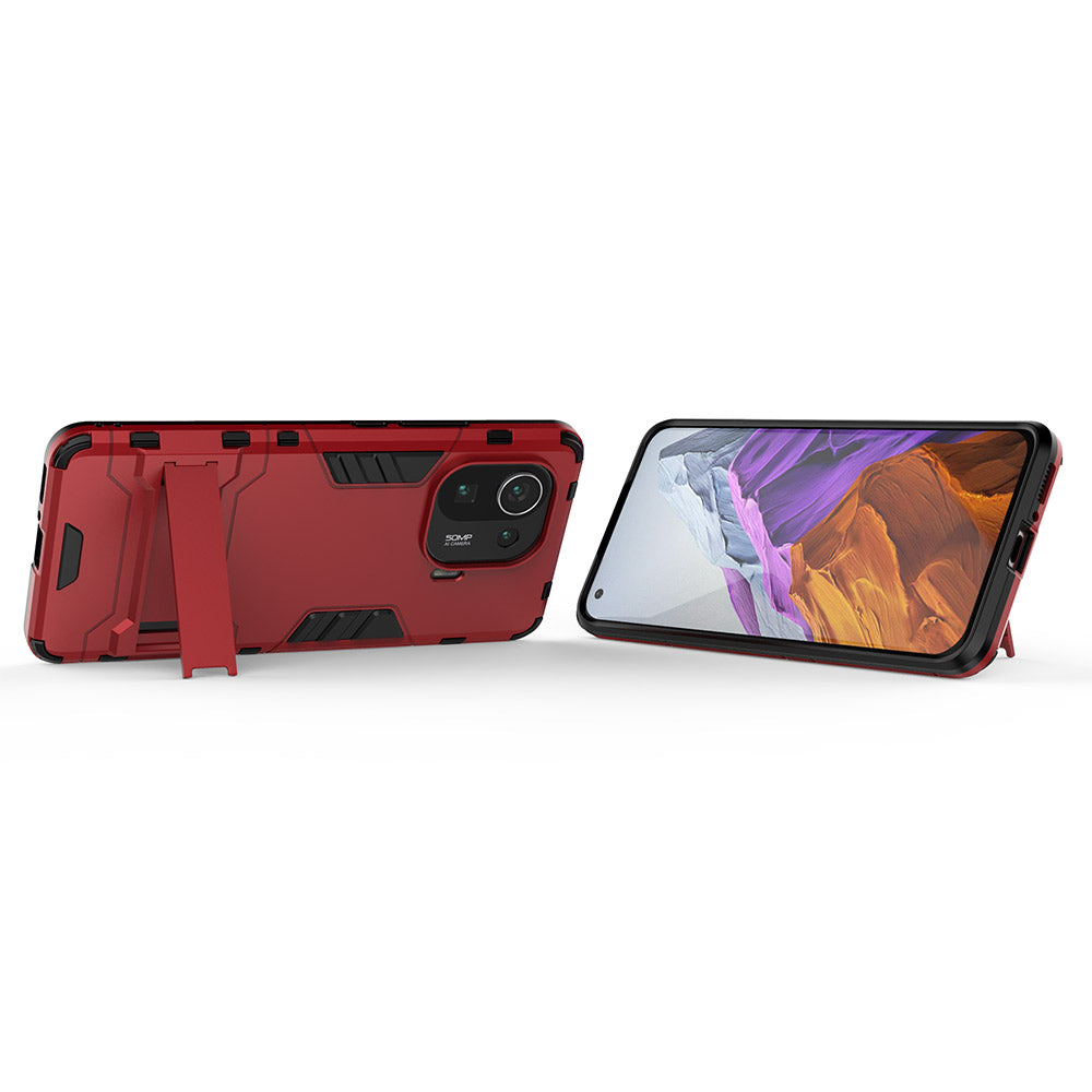 2 in 1 Hybrid Phone Protector Kickstand Design Full Protection Cover Case for Xiaomi Mi 11 Pro