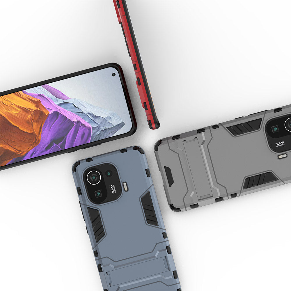 2 in 1 Hybrid Phone Protector Kickstand Design Full Protection Cover Case for Xiaomi Mi 11 Pro