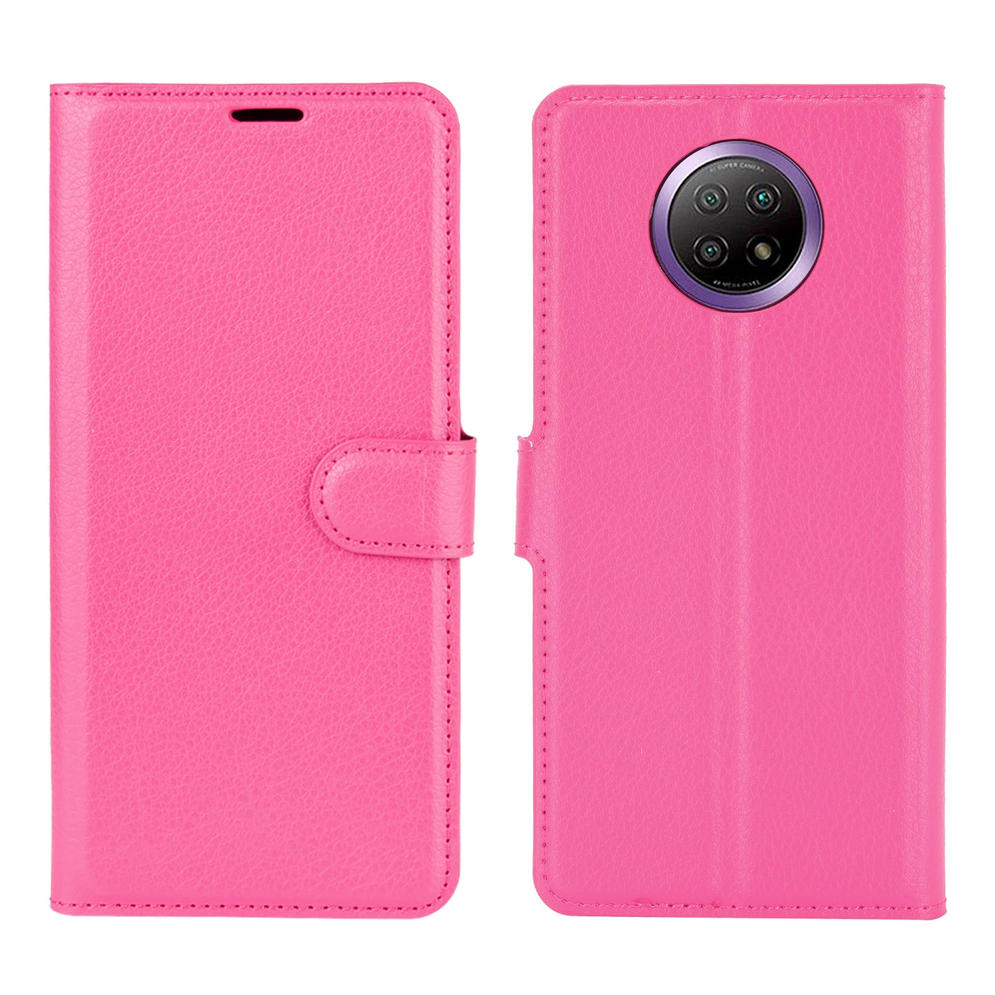 Wallet Design Folio Flip Litchi Texture Leather Phone Case with Stand for Xiaomi Redmi Note 9 5G/Note 9T 5G