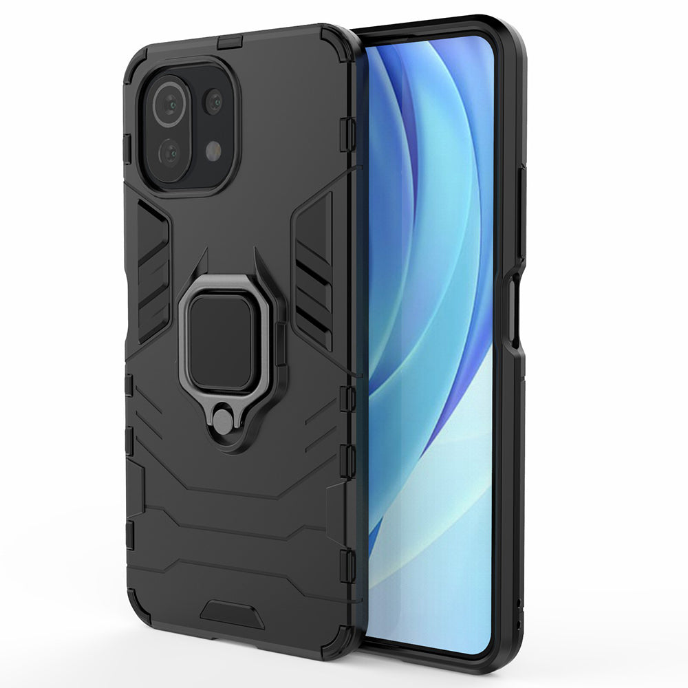 2-in-1 PC TPU Cool Guard Hybrid Cover Well-Protected Case with Ring Holder Kickstand for Xiaomi Mi 11 Lite 4G / 5G / 11 Lite 5G NE