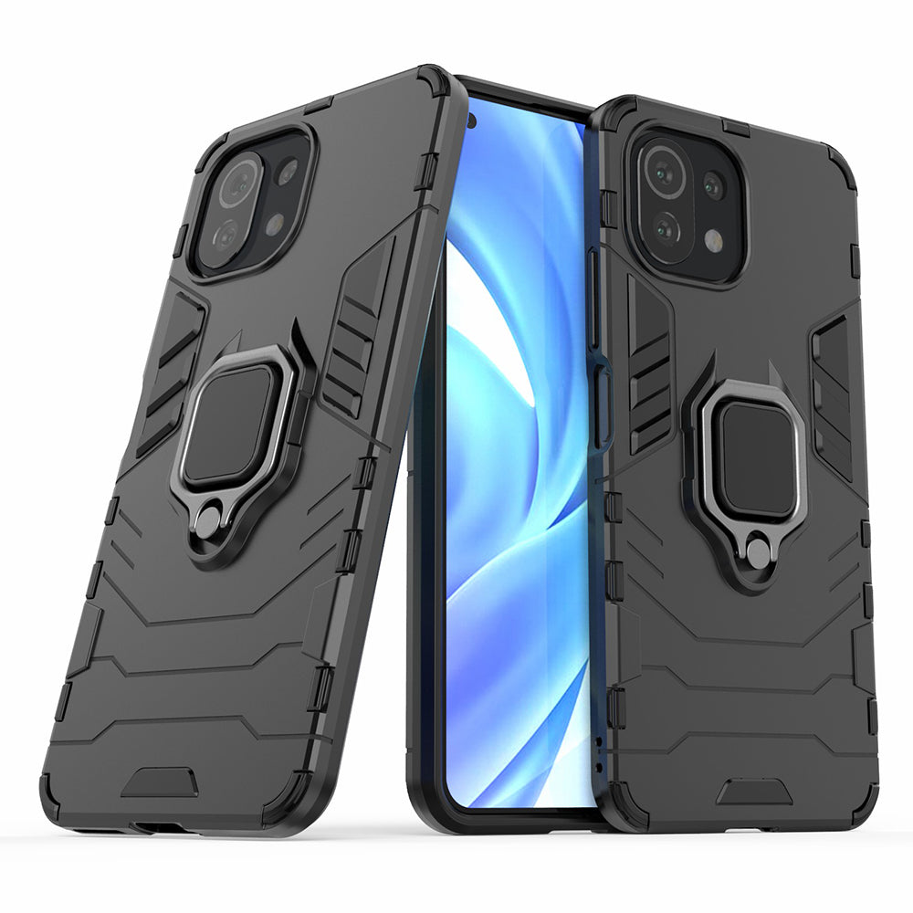 2-in-1 PC TPU Cool Guard Hybrid Cover Well-Protected Case with Ring Holder Kickstand for Xiaomi Mi 11 Lite 4G / 5G / 11 Lite 5G NE
