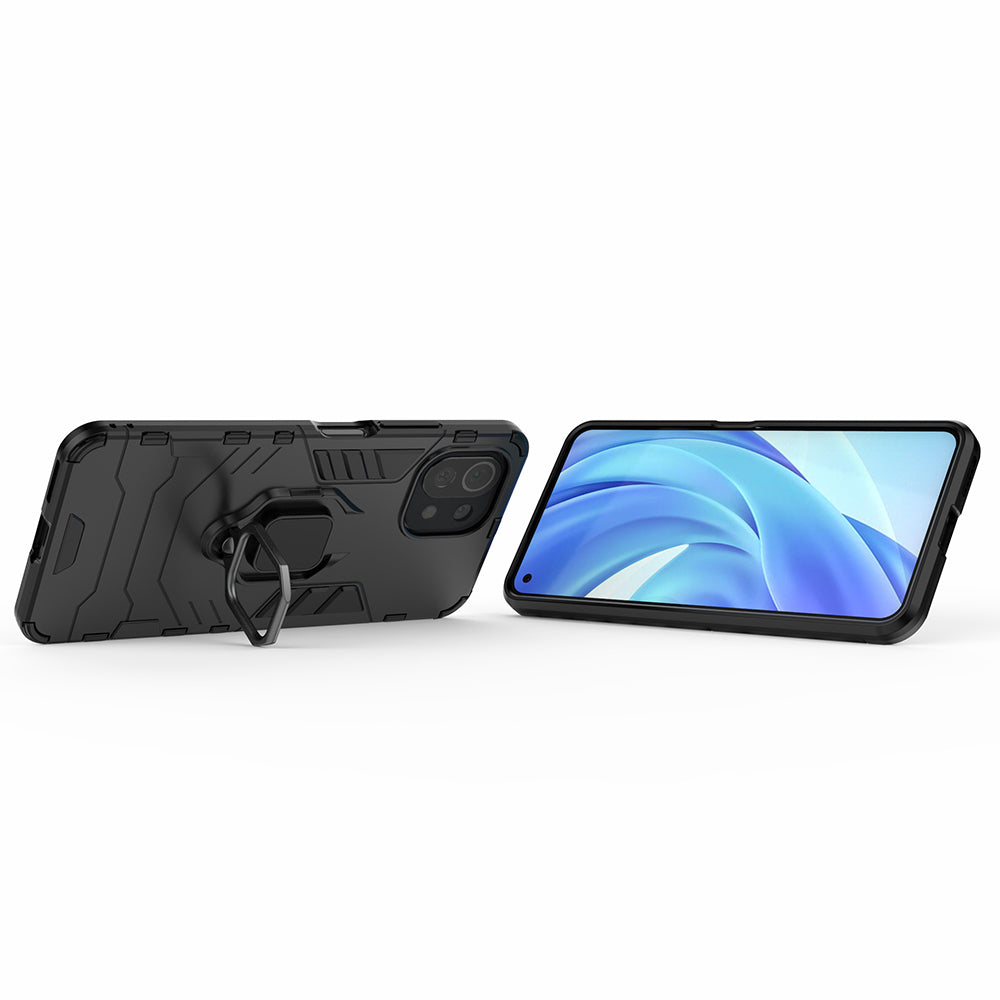 2-in-1 PC TPU Cool Guard Hybrid Cover Well-Protected Case with Ring Holder Kickstand for Xiaomi Mi 11 Lite 4G / 5G / 11 Lite 5G NE