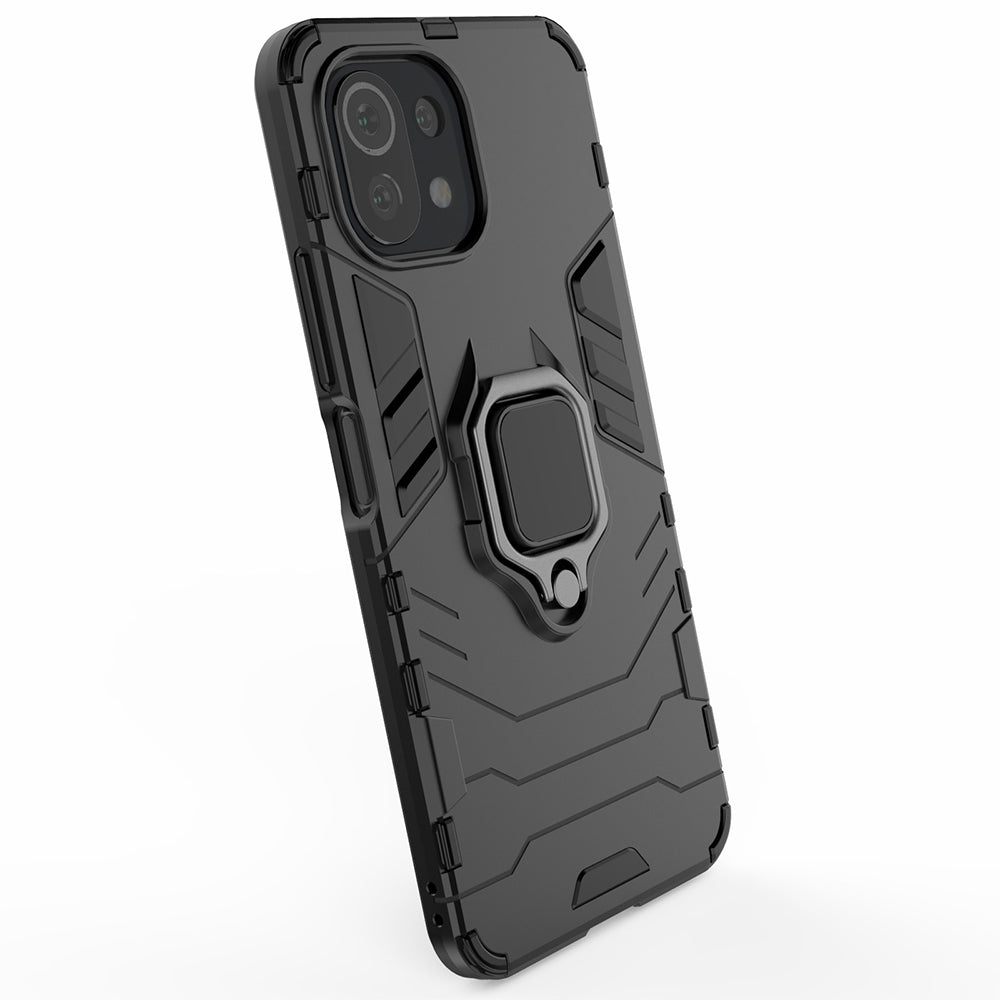 2-in-1 PC TPU Cool Guard Hybrid Cover Well-Protected Case with Ring Holder Kickstand for Xiaomi Mi 11 Lite 4G / 5G / 11 Lite 5G NE