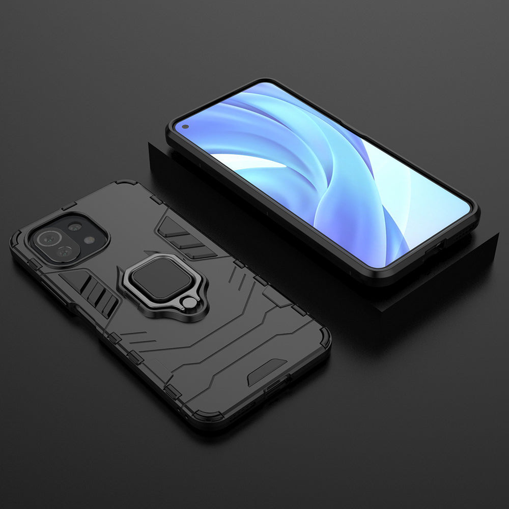 2-in-1 PC TPU Cool Guard Hybrid Cover Well-Protected Case with Ring Holder Kickstand for Xiaomi Mi 11 Lite 4G / 5G / 11 Lite 5G NE