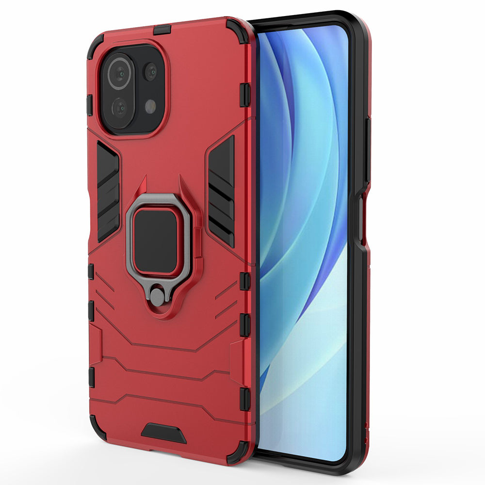 2-in-1 PC TPU Cool Guard Hybrid Cover Well-Protected Case with Ring Holder Kickstand for Xiaomi Mi 11 Lite 4G / 5G / 11 Lite 5G NE