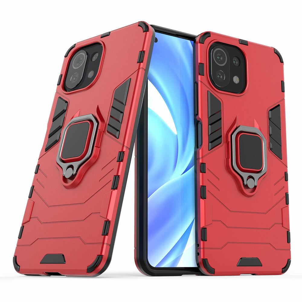 2-in-1 PC TPU Cool Guard Hybrid Cover Well-Protected Case with Ring Holder Kickstand for Xiaomi Mi 11 Lite 4G / 5G / 11 Lite 5G NE