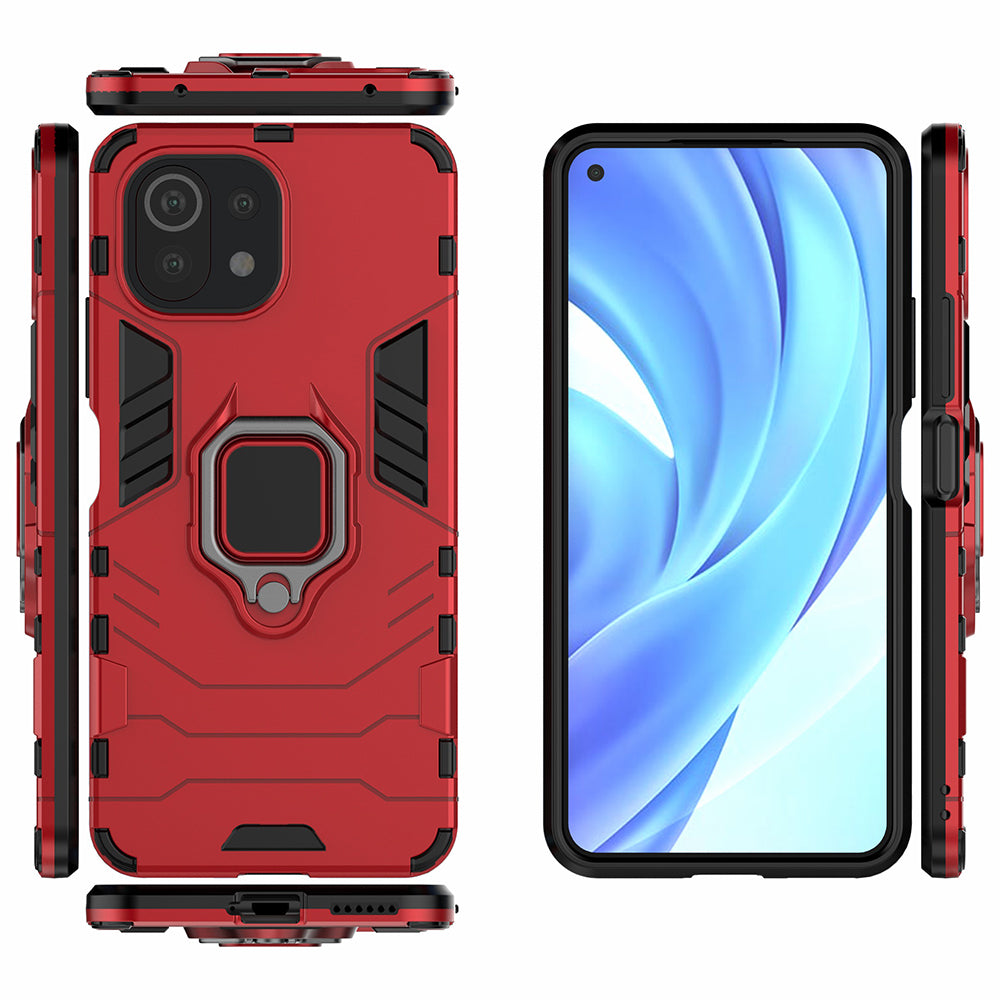 2-in-1 PC TPU Cool Guard Hybrid Cover Well-Protected Case with Ring Holder Kickstand for Xiaomi Mi 11 Lite 4G / 5G / 11 Lite 5G NE