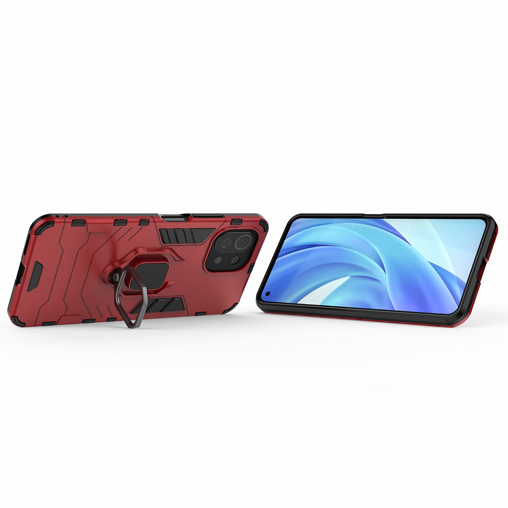 2-in-1 PC TPU Cool Guard Hybrid Cover Well-Protected Case with Ring Holder Kickstand for Xiaomi Mi 11 Lite 4G / 5G / 11 Lite 5G NE